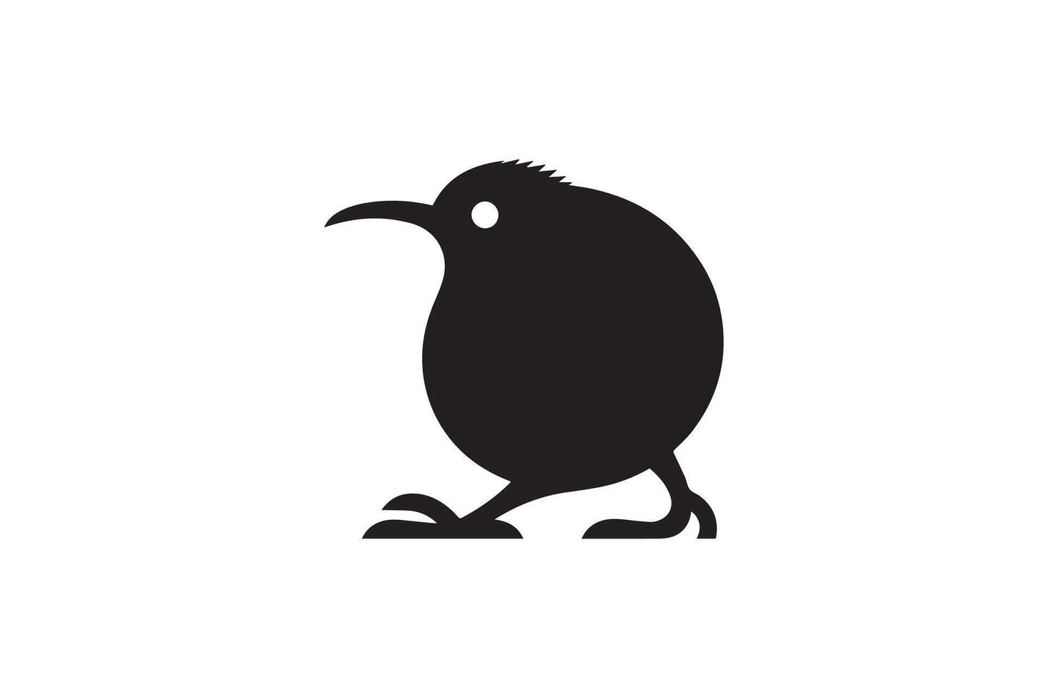 A black and white silhouette of a kiwi bird vector