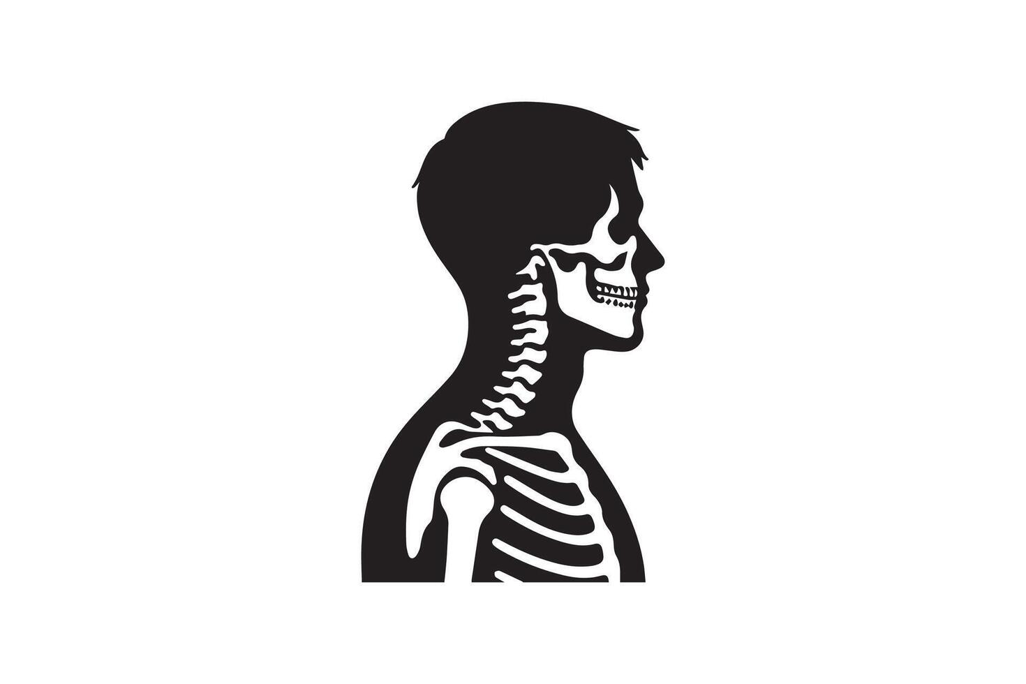 A silhouette of a man with a skeleton in his back vector