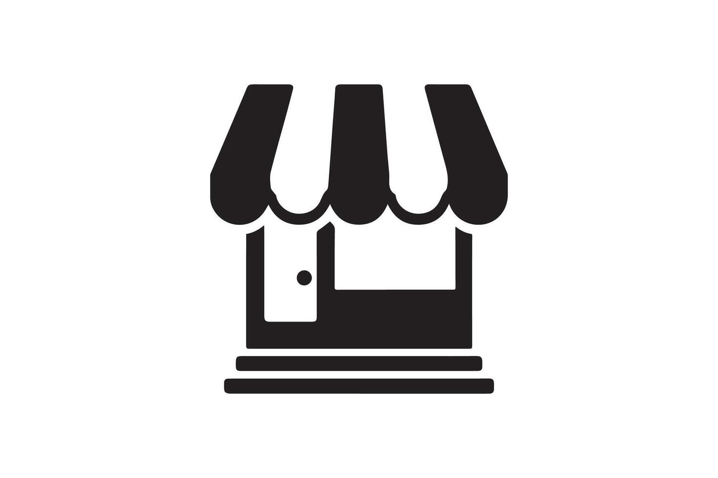 A black and white icon of a shop window vector