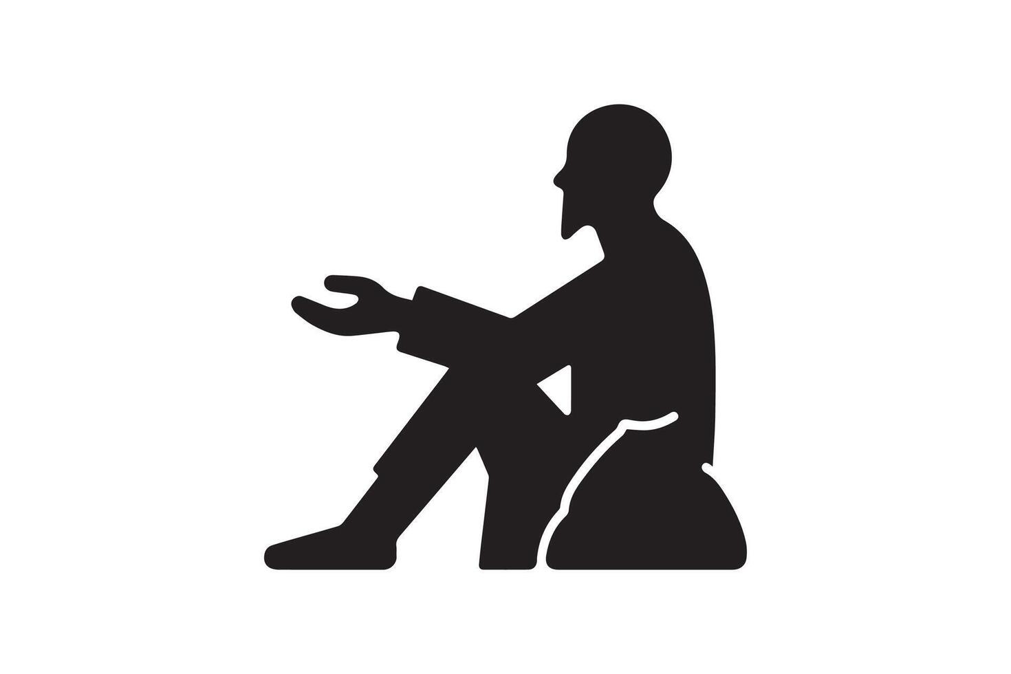A silhouette of a man sitting on the ground vector