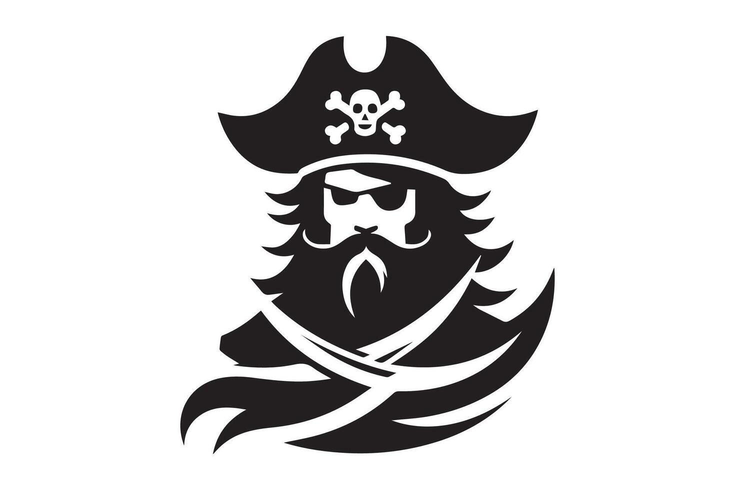 Pirate man with beard and hat on white background vector