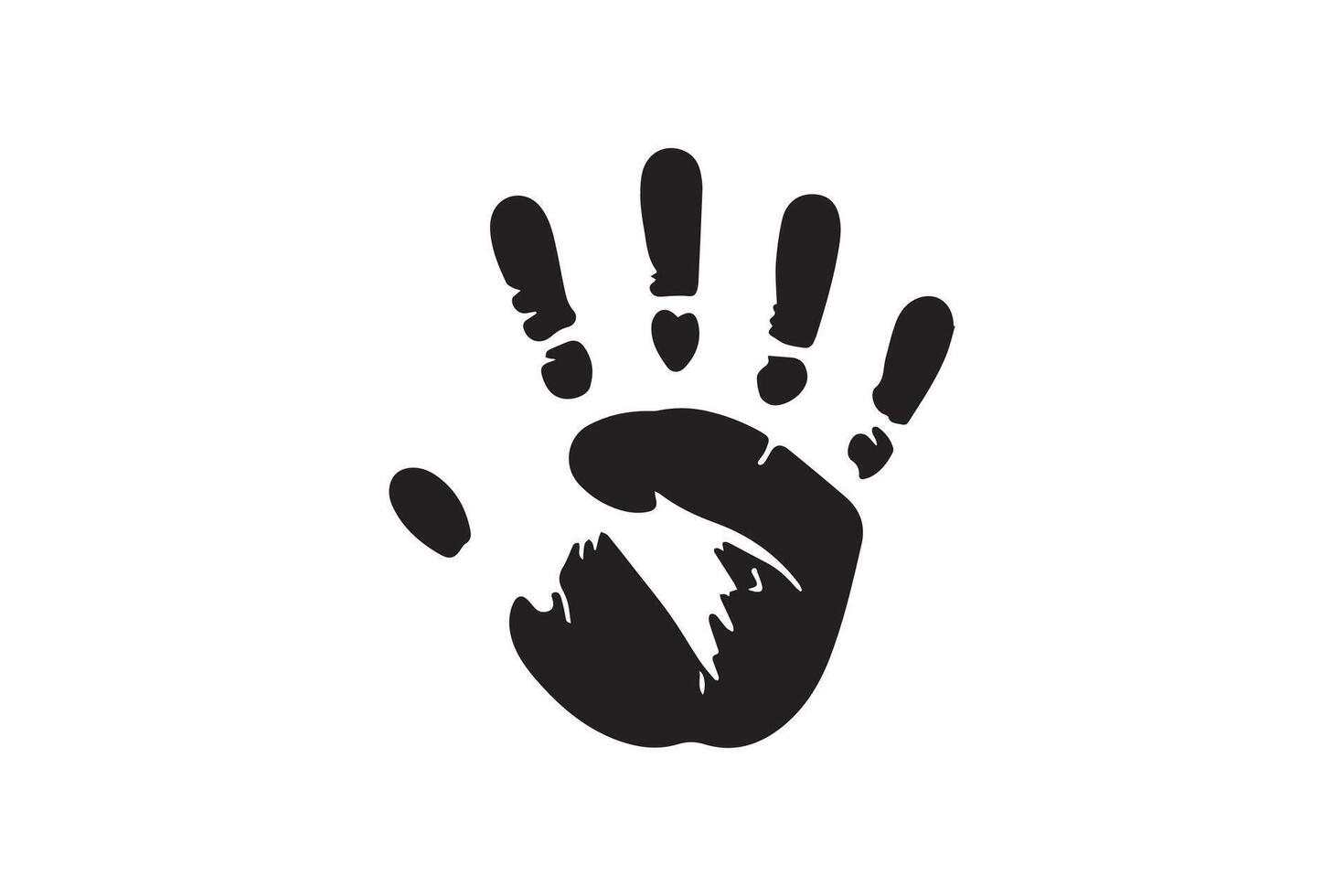 A black and white hand print is shown on a white background vector