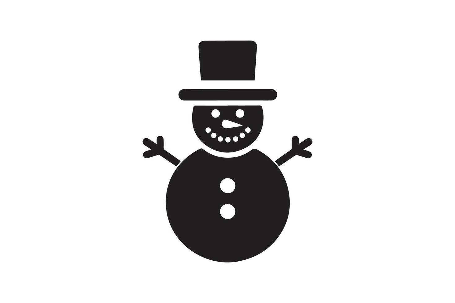 A black and white snowman icon on a white background vector