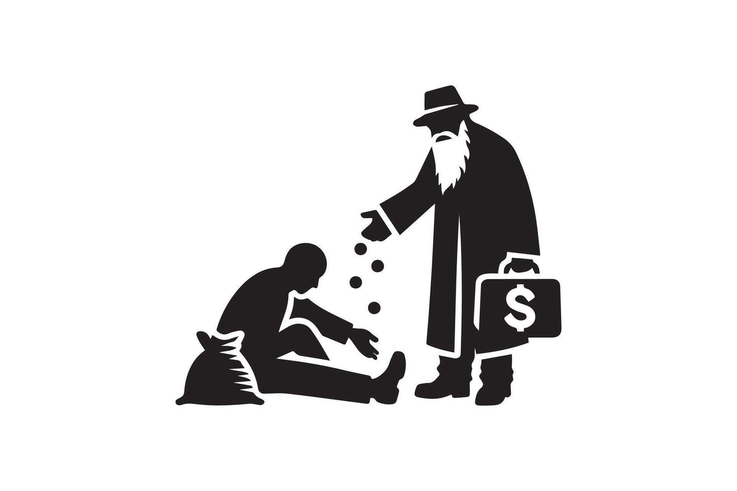 A man is giving money to another man vector