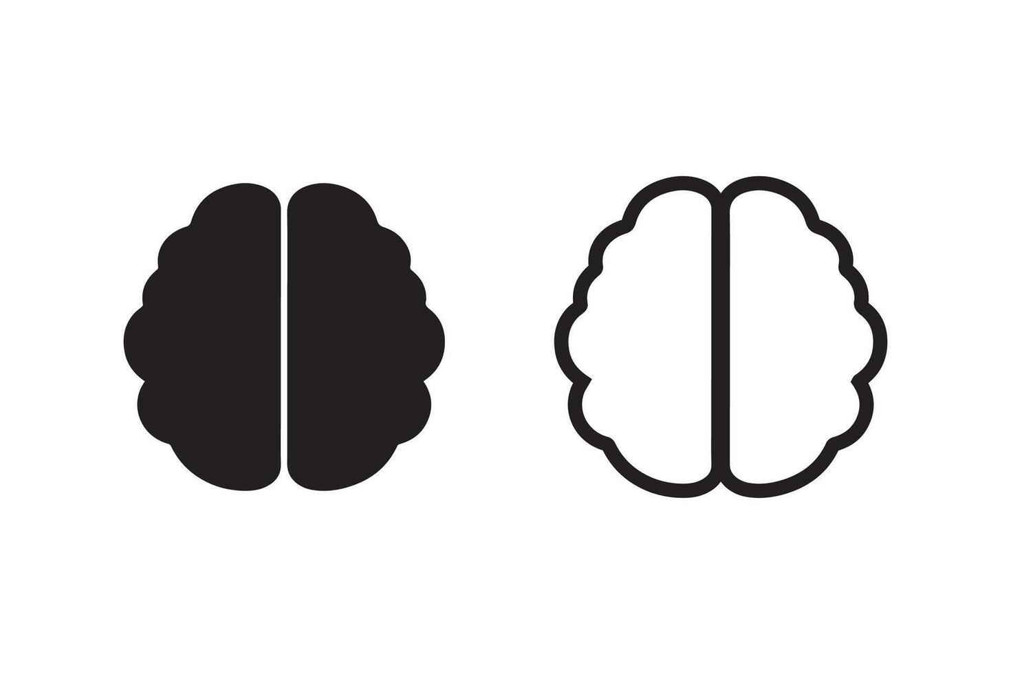 Two black and white brain icons on a white background vector
