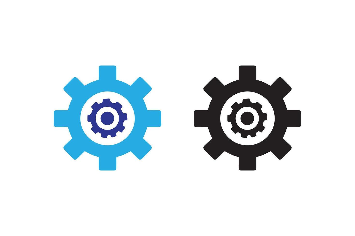 Two gears with blue and black colors vector