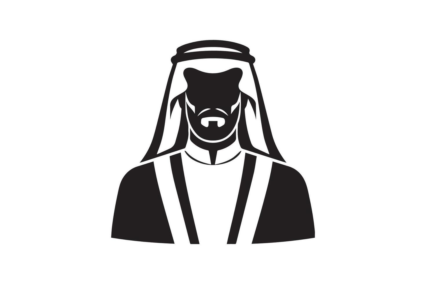 Arabic man icon in black and white on white background vector