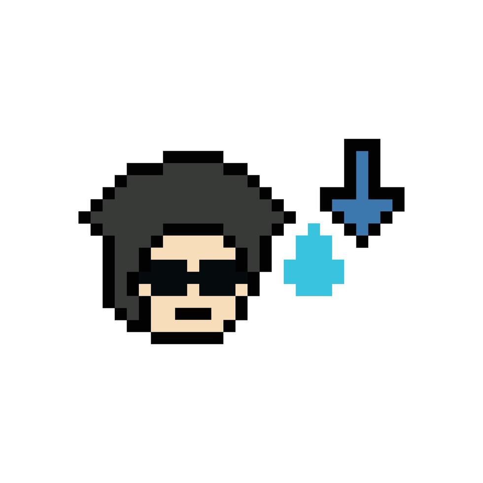Pixel art sad not OK tried depress man male boy 8 bit. vector
