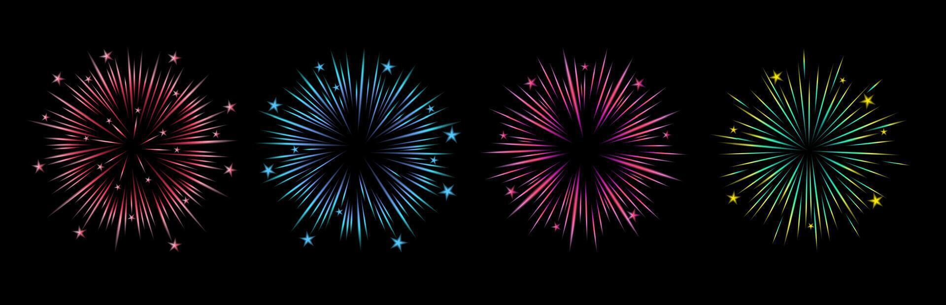 Comic blurred color lines with motion stars with radial focus for high energy effects Graphic high speed explosion. Comic high speed beam, design for manga and anime graphics. vector