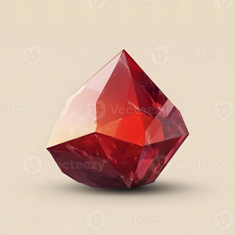 A red diamond is shown on a beige background photo
