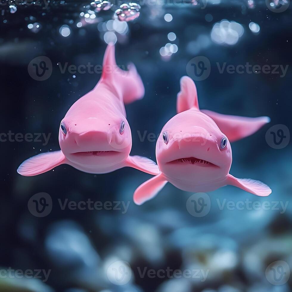Two pink fish swimming in the water photo