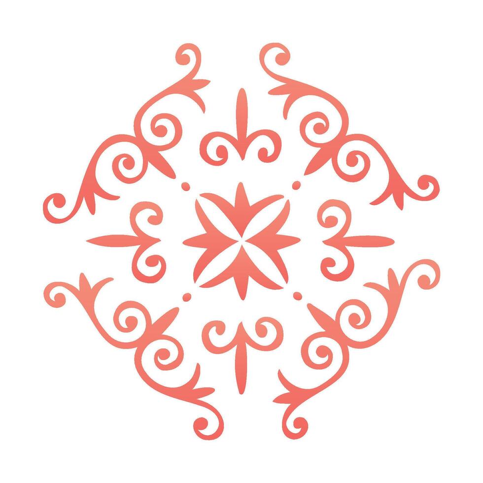 Decorative, ethnic, composition, inspired, by, Central, Asian, ornaments., Features, symmetrical, design, traditional, swirls., , art, soft, gradient, finish. vector