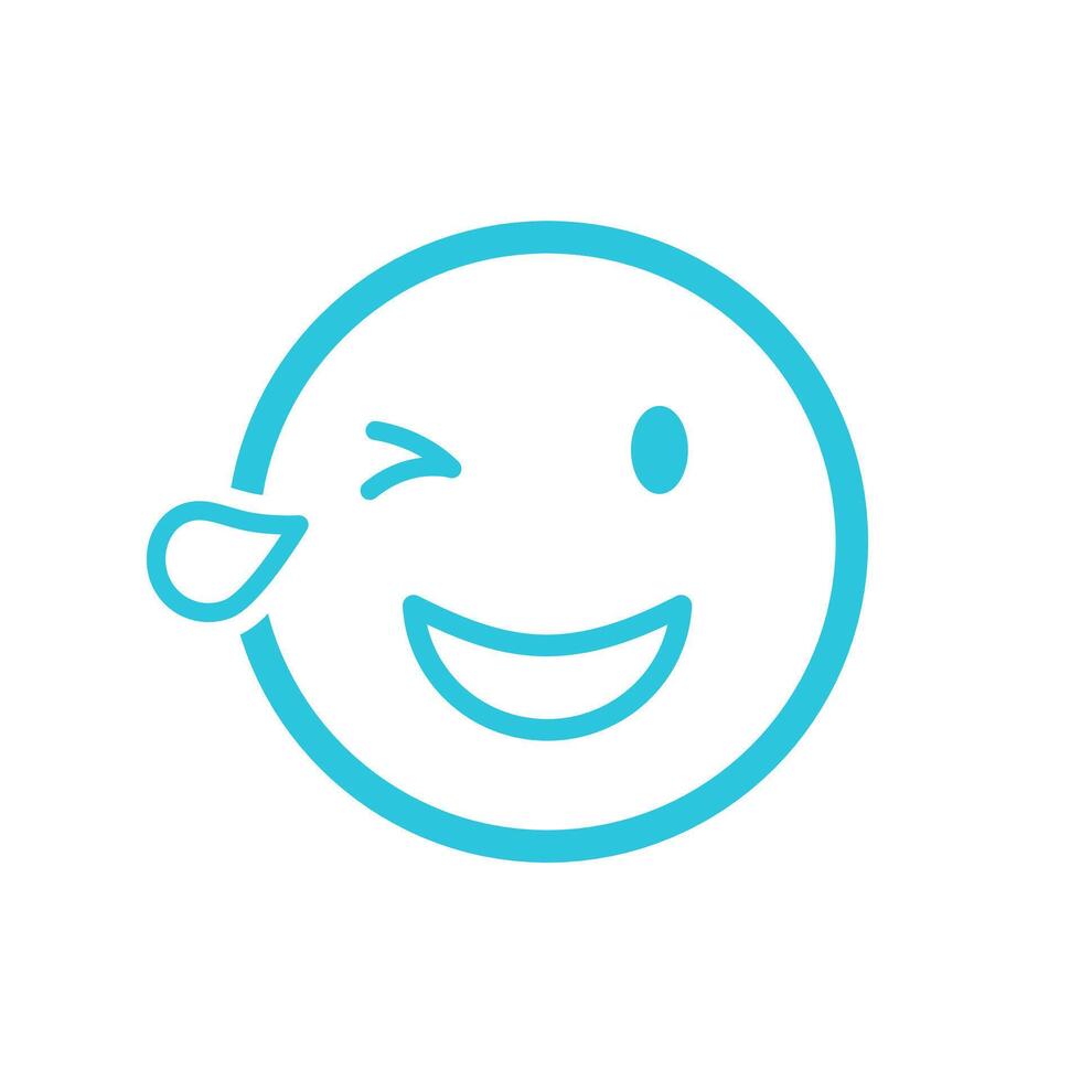 Funny Sad Face Emoji Icon, Isolated on White Background, From blue icon set vector