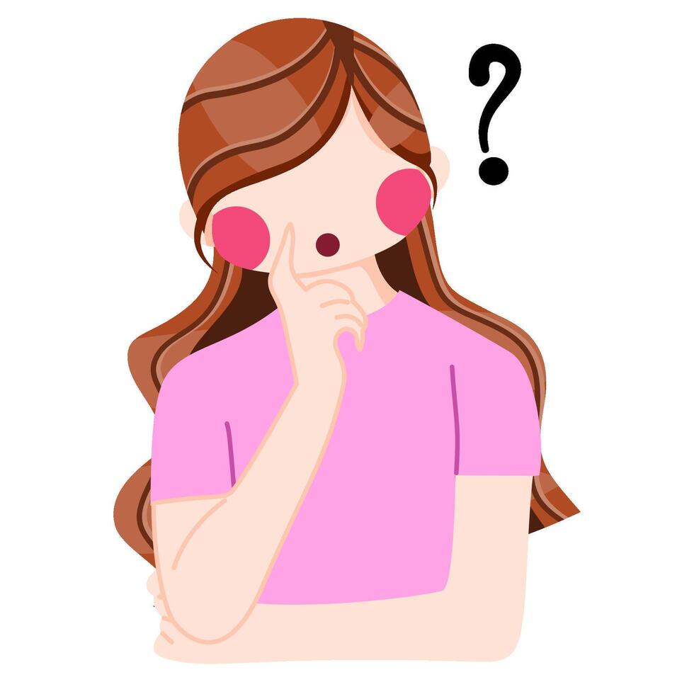 Women thinking expression illustration with white background vector