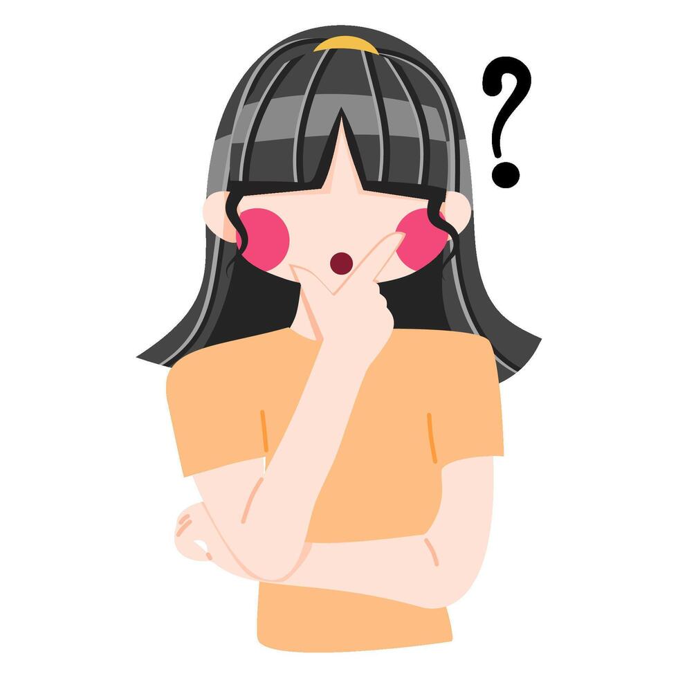 Women thinking expression illustration vector