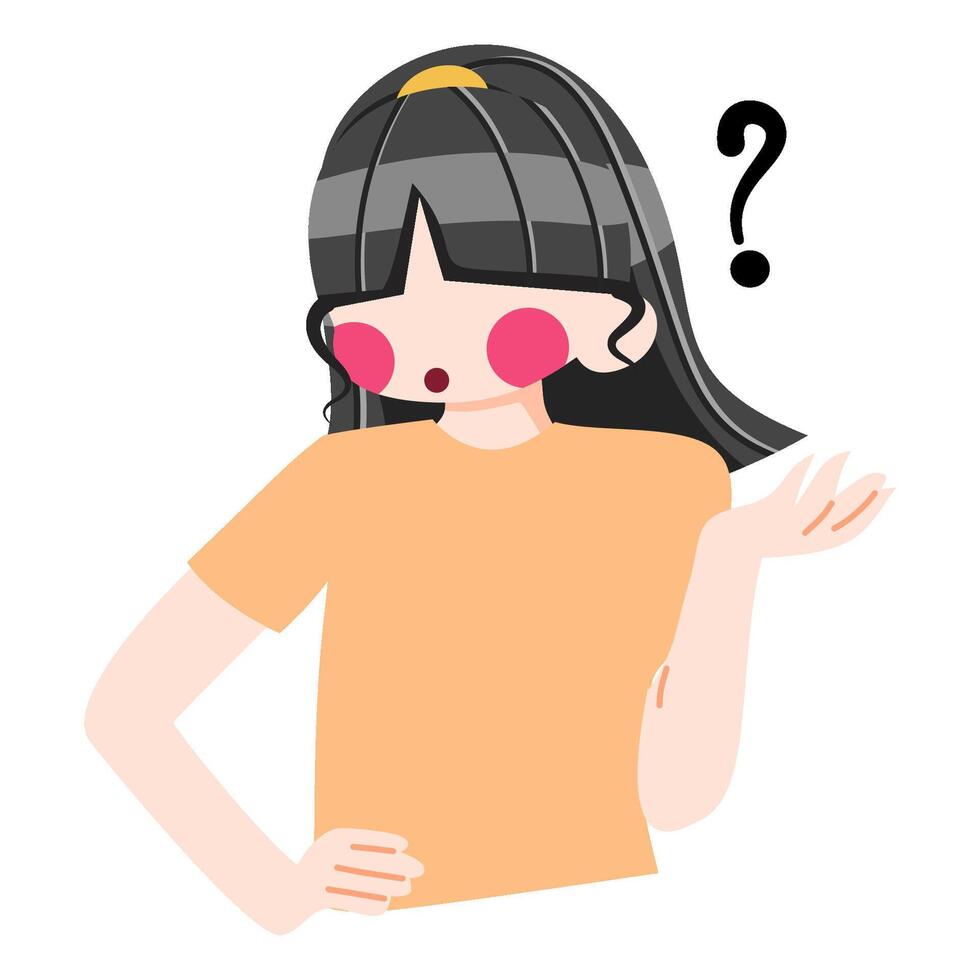 Women confused expression illustration with yellow outfit vector