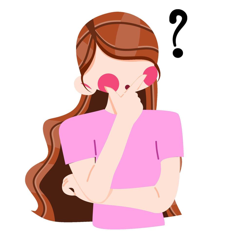 Women confused expression pink outfit vector