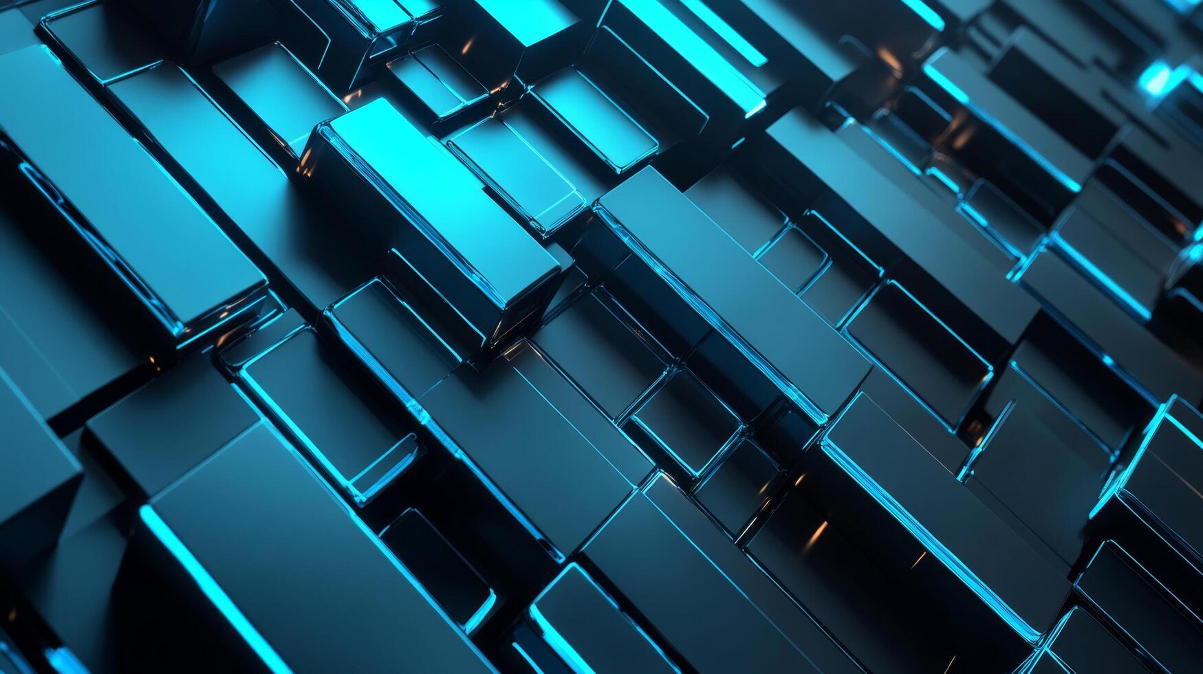 Blue abstract background with many cubes photo