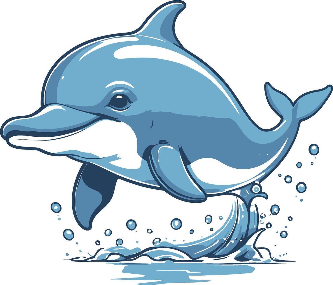 Dolphin jumping out of the water illustration vector