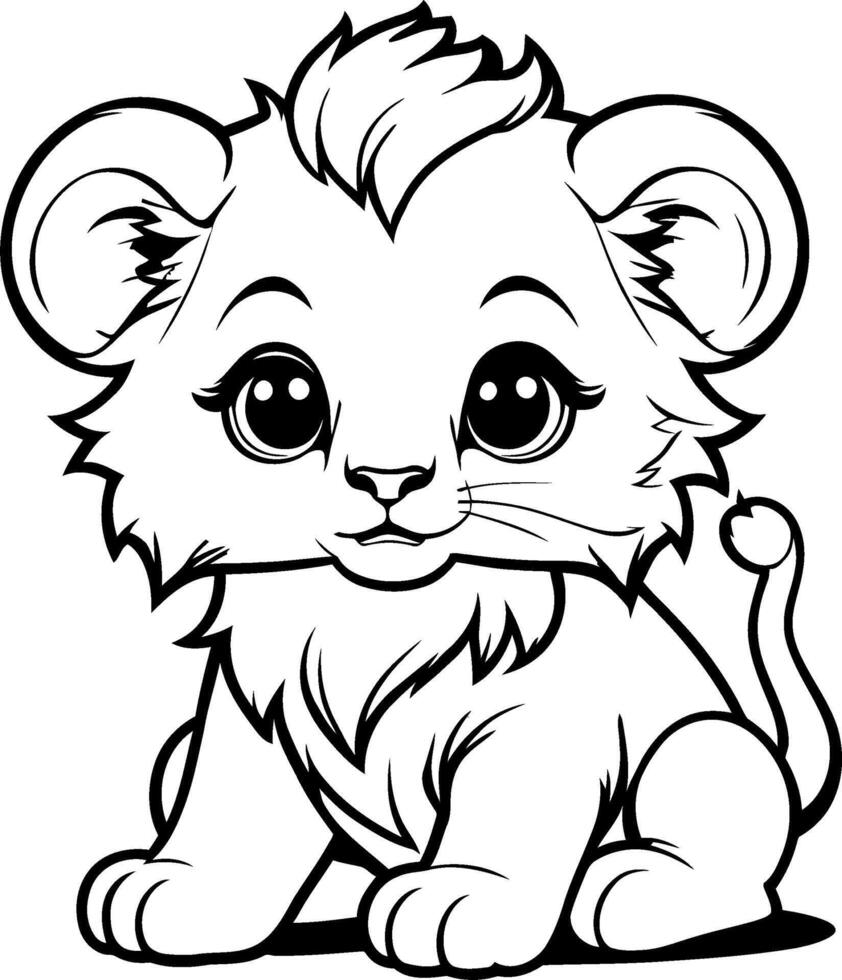 Lion coloring pages for kids vector
