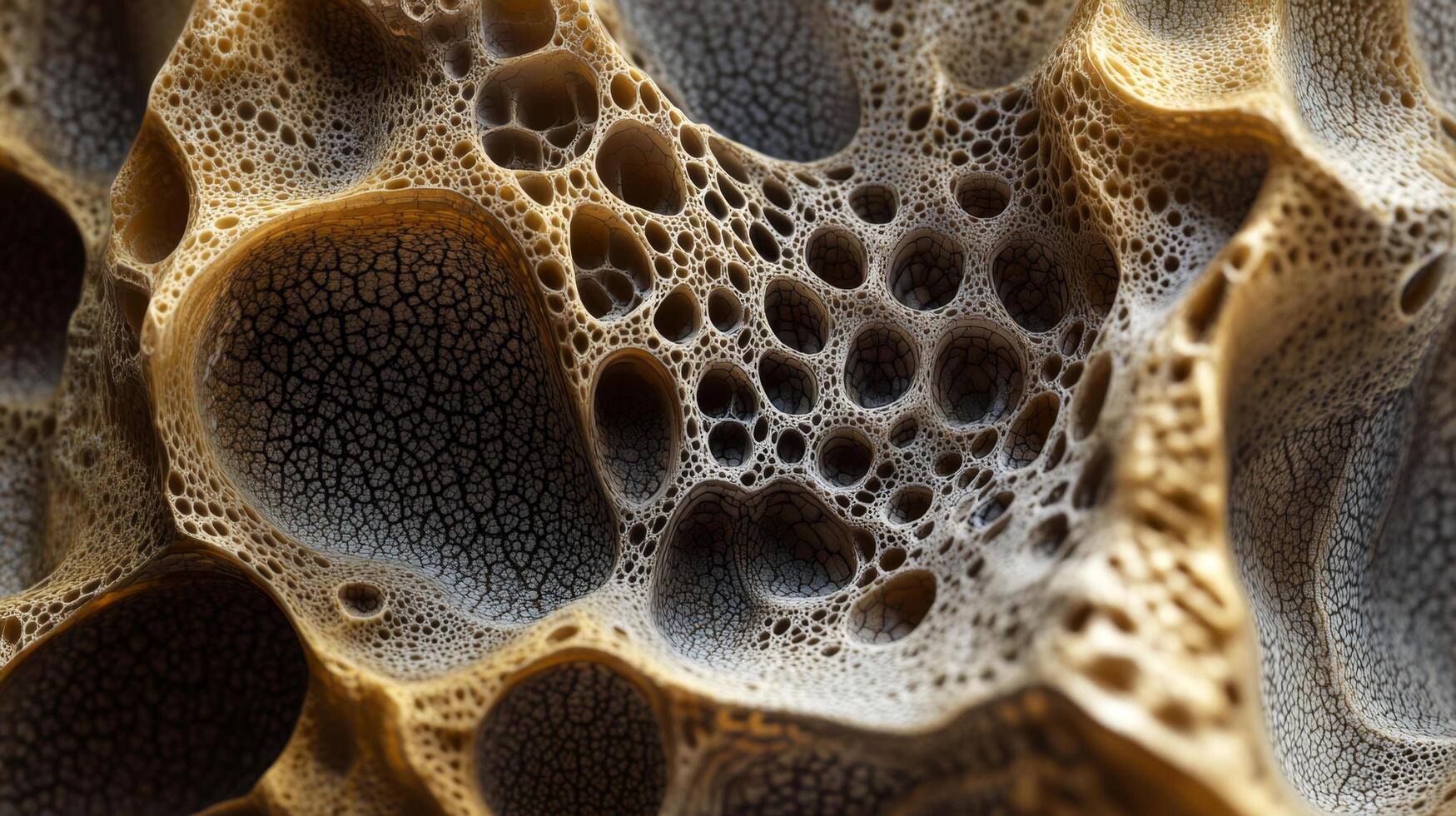 A close up of a piece of bone with bubbles photo