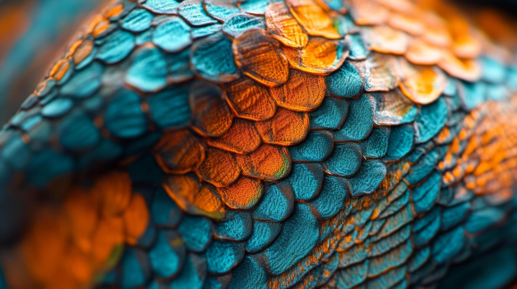 A close up of a colorful snake skin photo