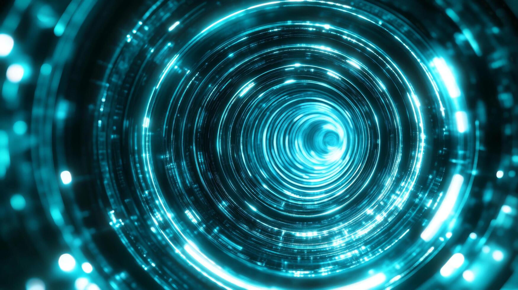 A blue circular background with glowing lights photo