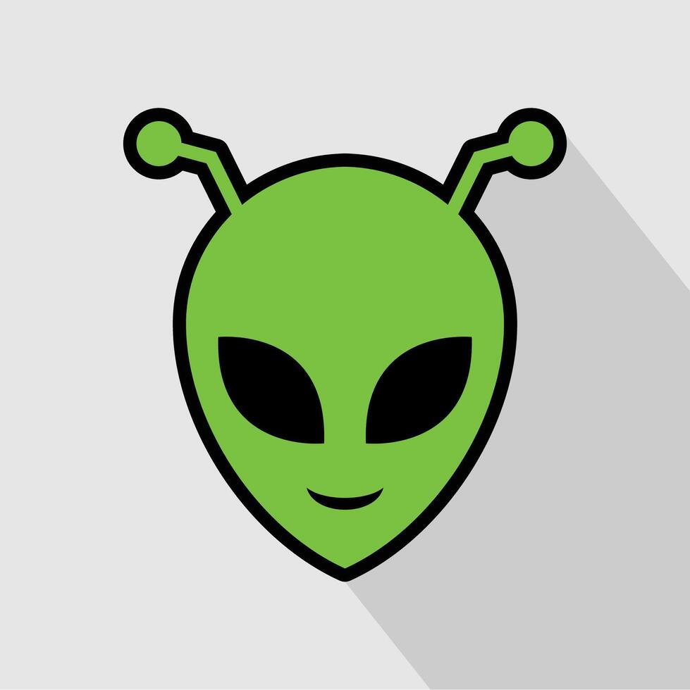 Extraterrestrial alien face green head isolated on white background vector