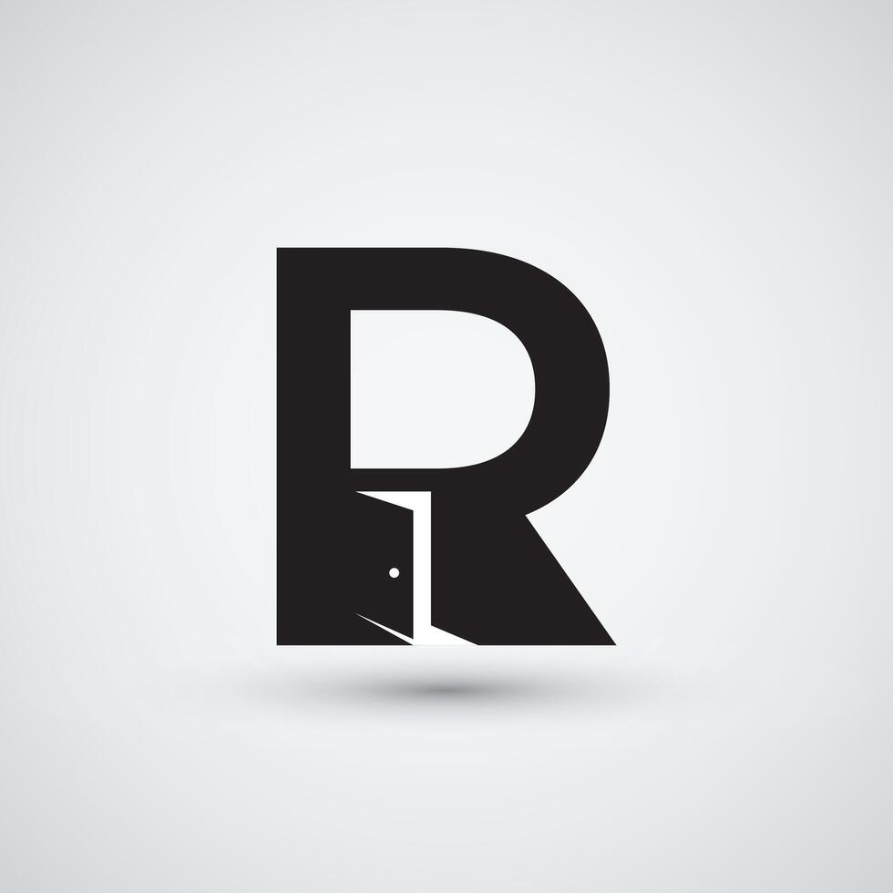 letter R open door logo design flat icon template vector
