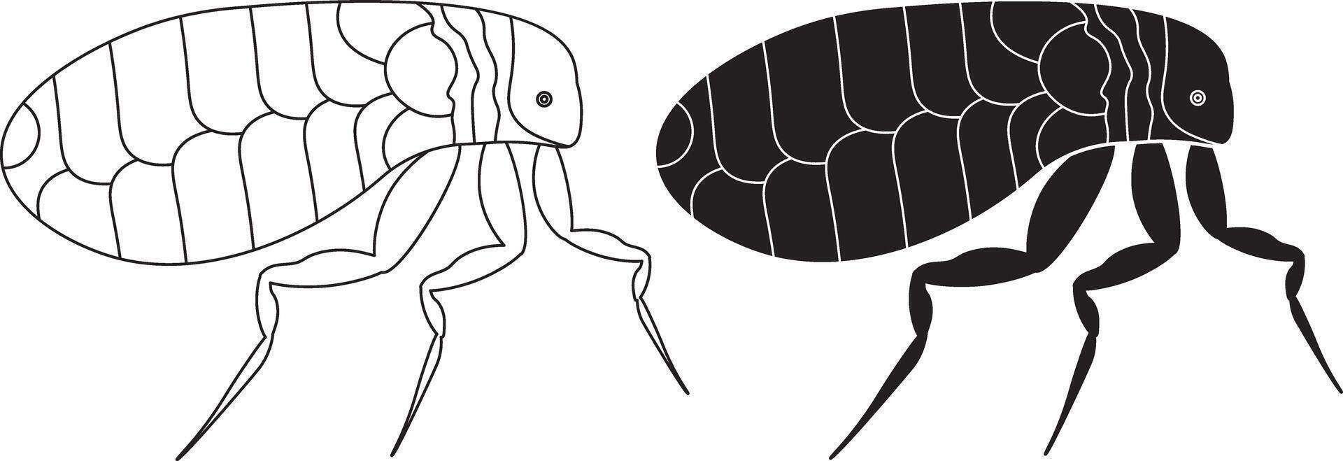 side view Cat flea icon set vector