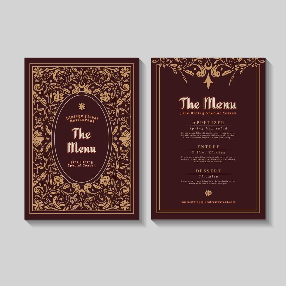Vintage Floral Restaurant Menu Template vector