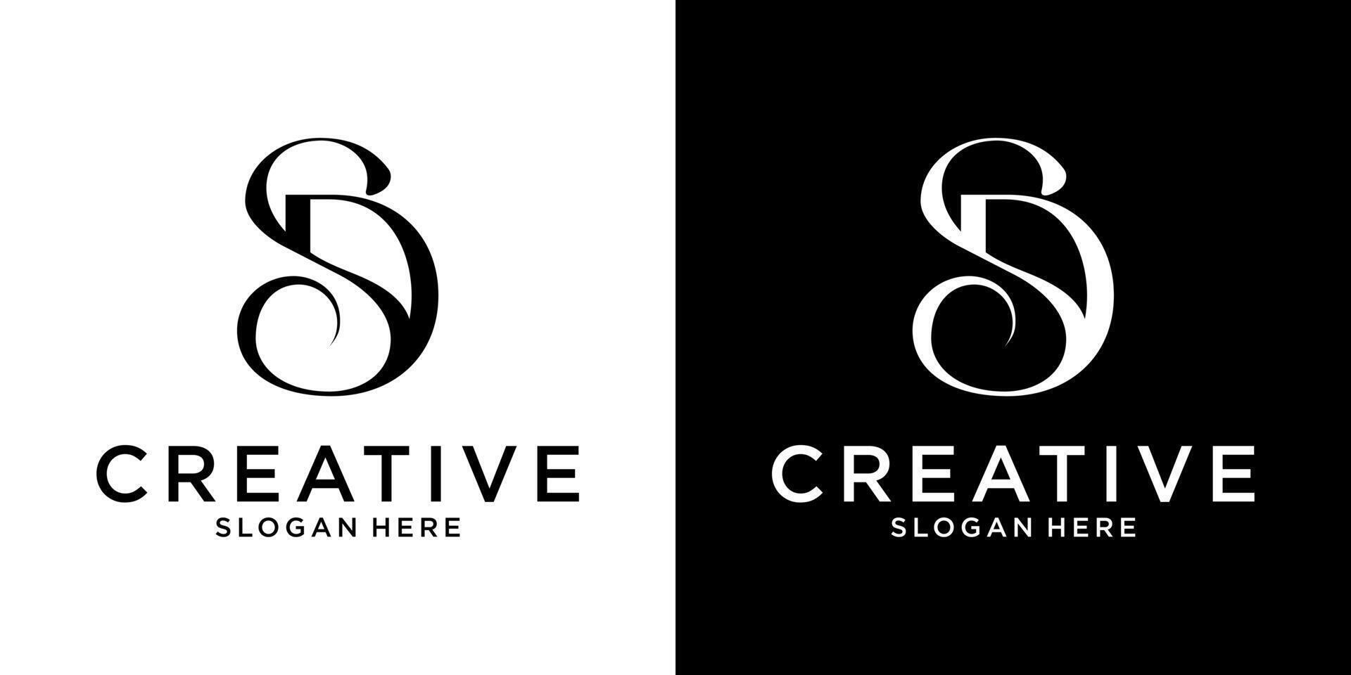 SD or DS initial letter logo design template vector