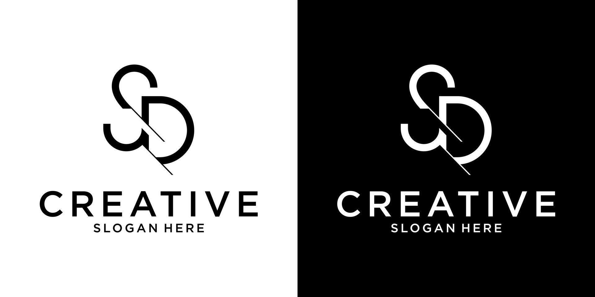 SD or DS initial letter logo design concep vector