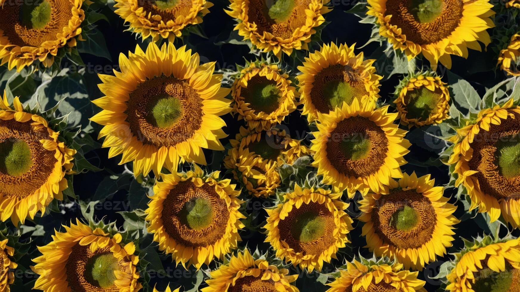 A vibrant field of sunflowers in full bloom, showcasing nature's beauty and color. photo