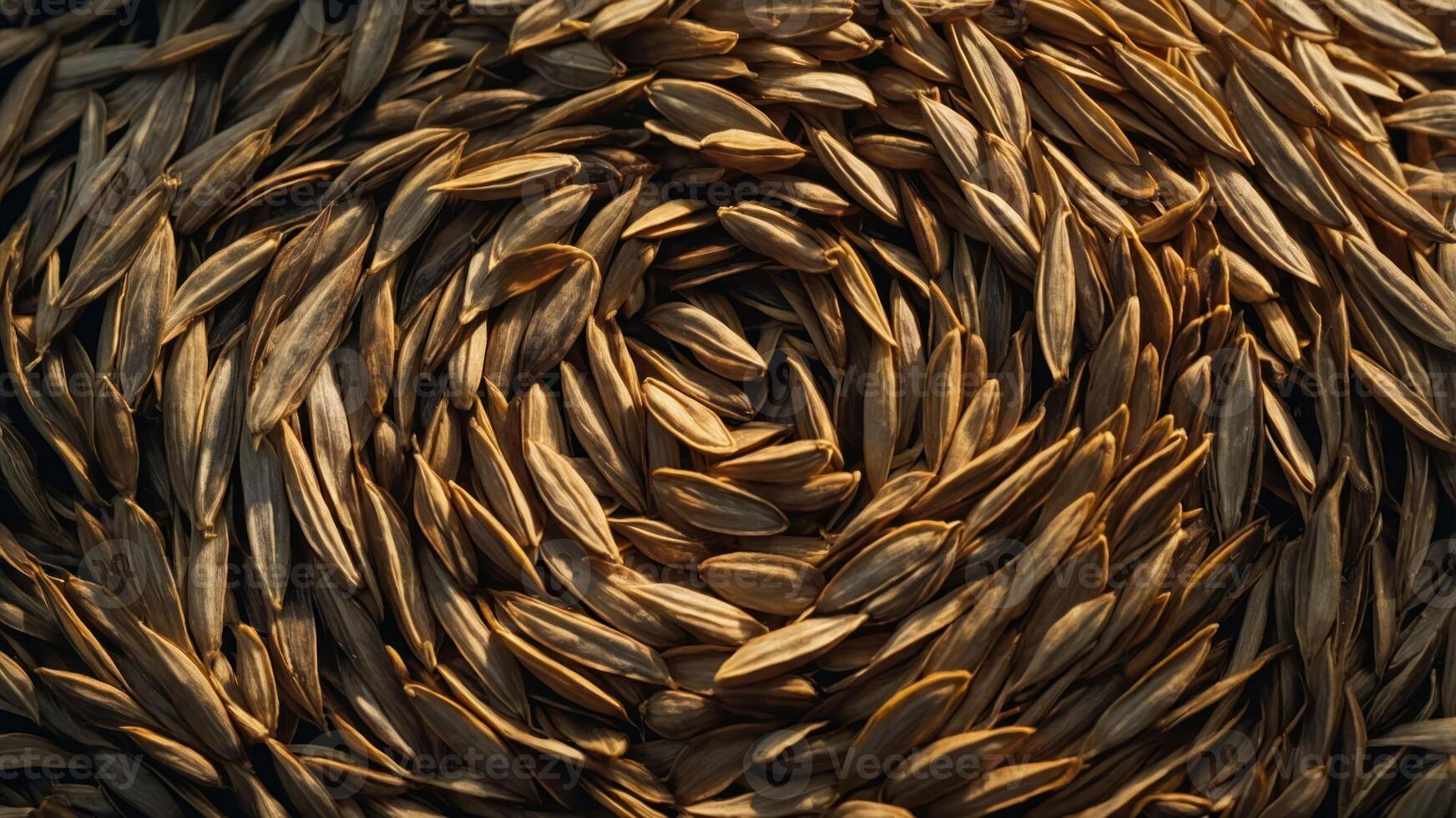 A close-up view of sunflower seeds arranged in a spiral pattern. photo