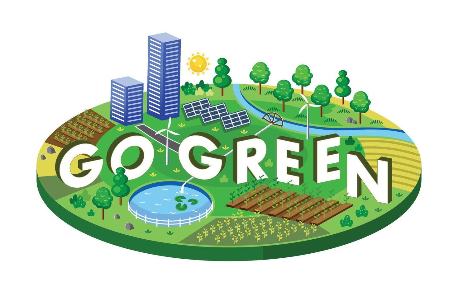 GO GREEN ENVIRONMENT ILLUSTRATION DESIGN vector