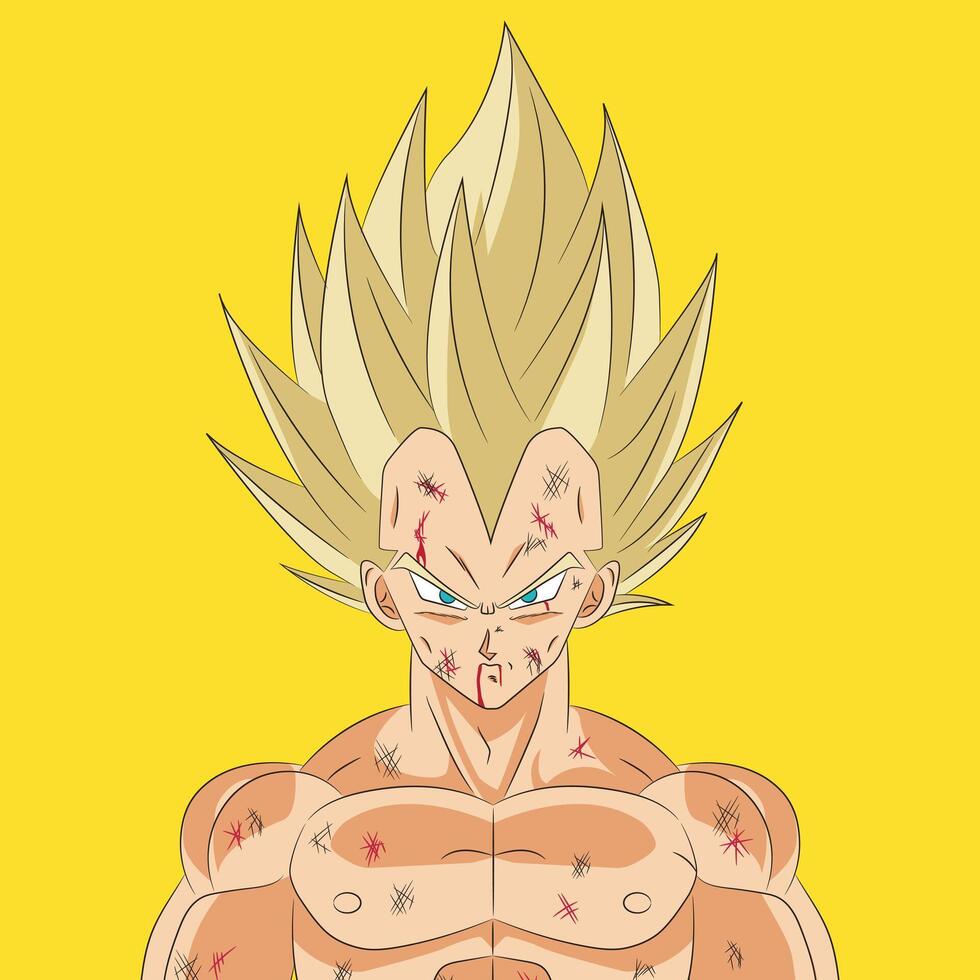 2D illustration of Vegeta SSJ and combat damage vector