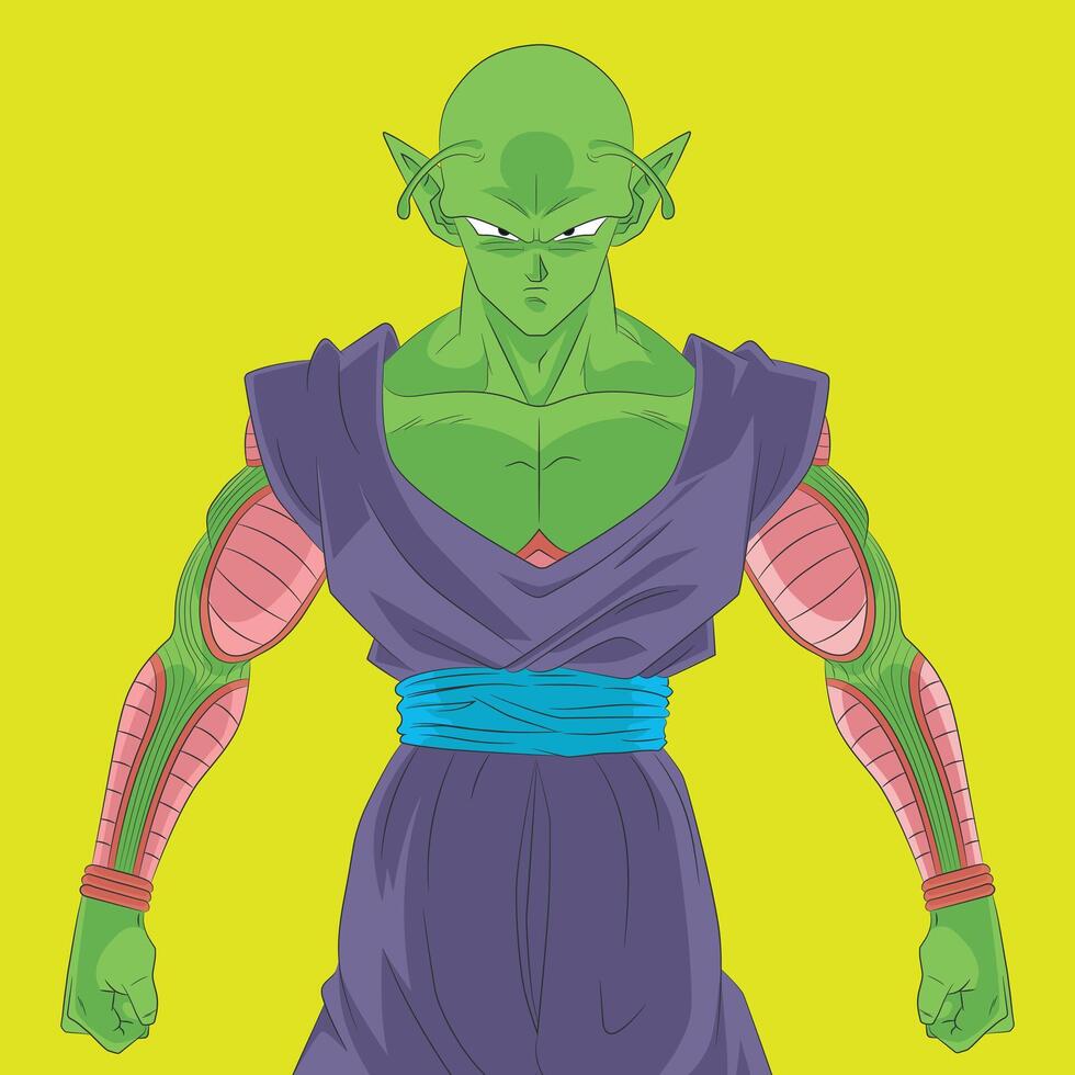 Piccolo Illustration Power, Wisdom, and Namekian Nobility vector