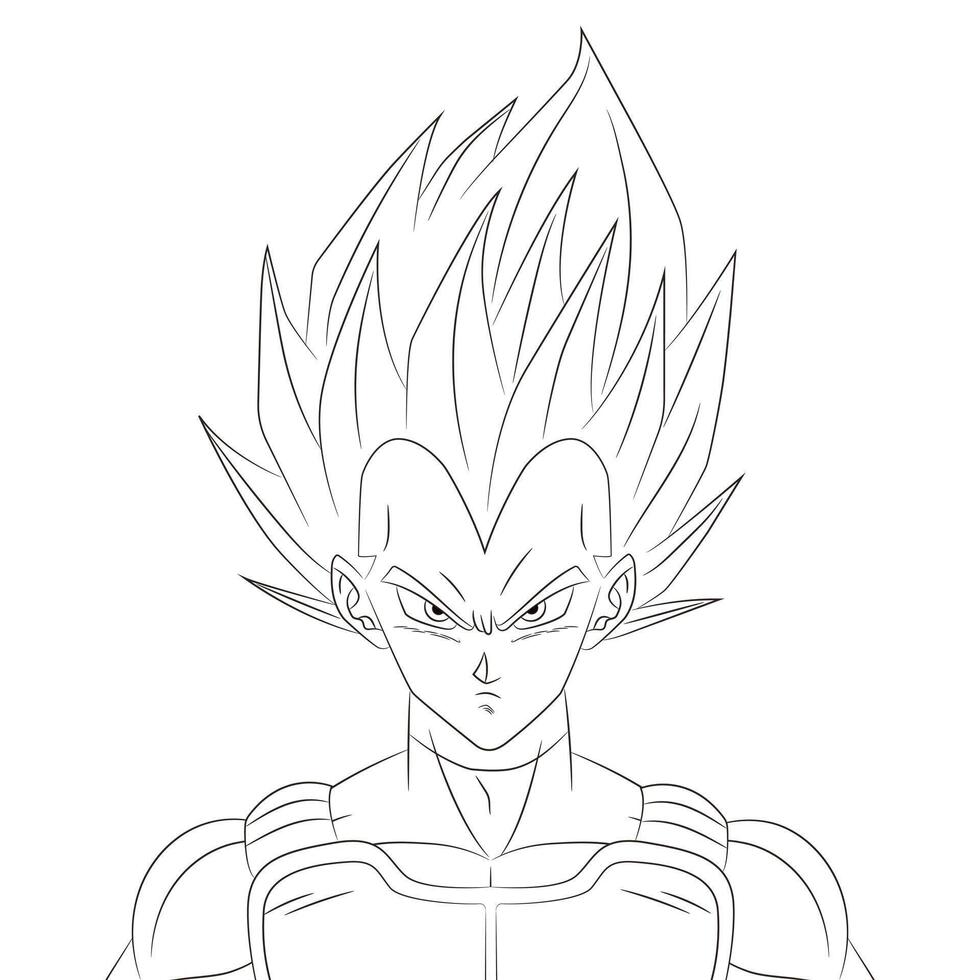 Vegeta SSJ God outline ready to paint vector