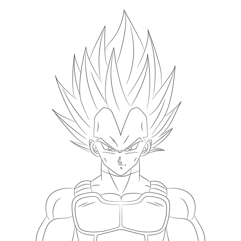Vegeta SSJ illustration ready to paint vector