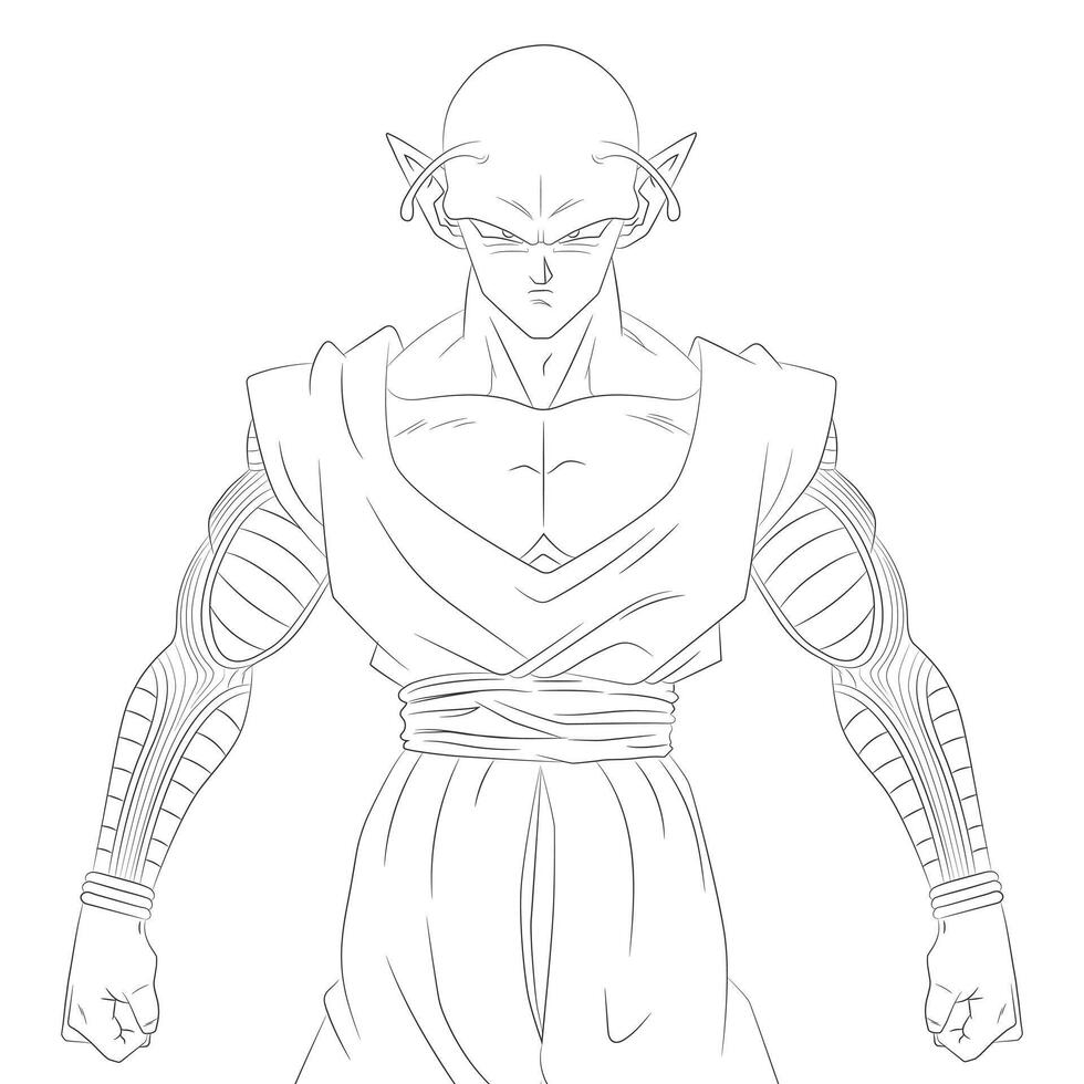 Line Art Illustration of Piccolo Dragon Ball vector