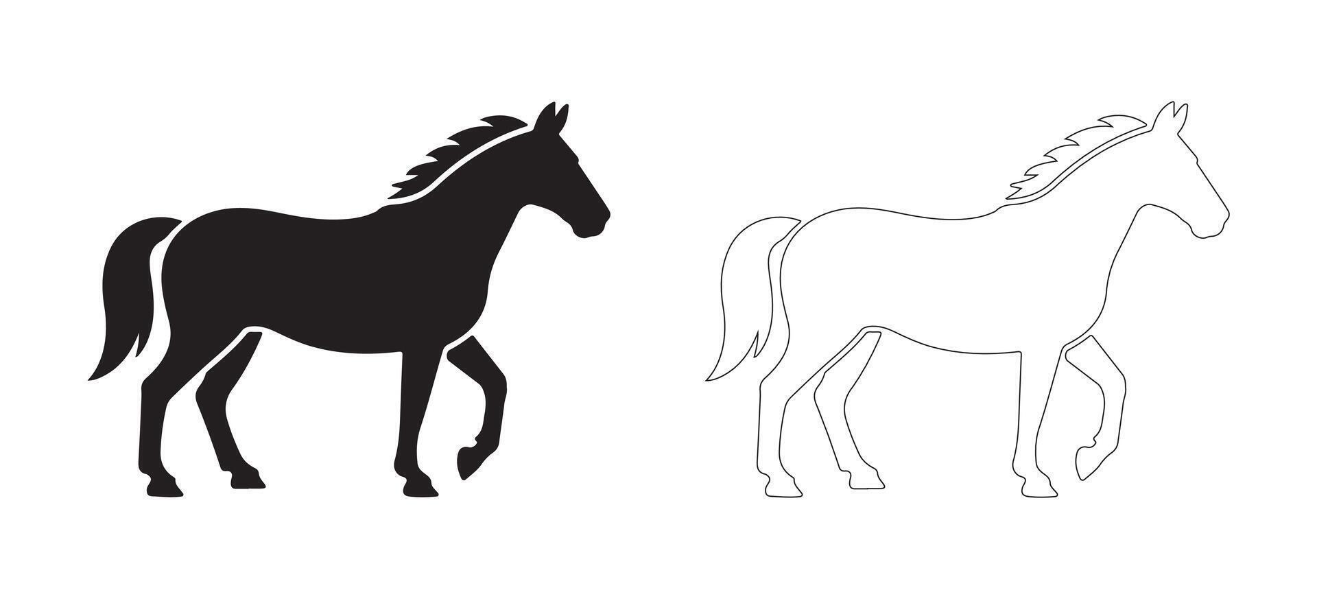 Full Horse Silhouette Icon Clean Standing Pose Design vector
