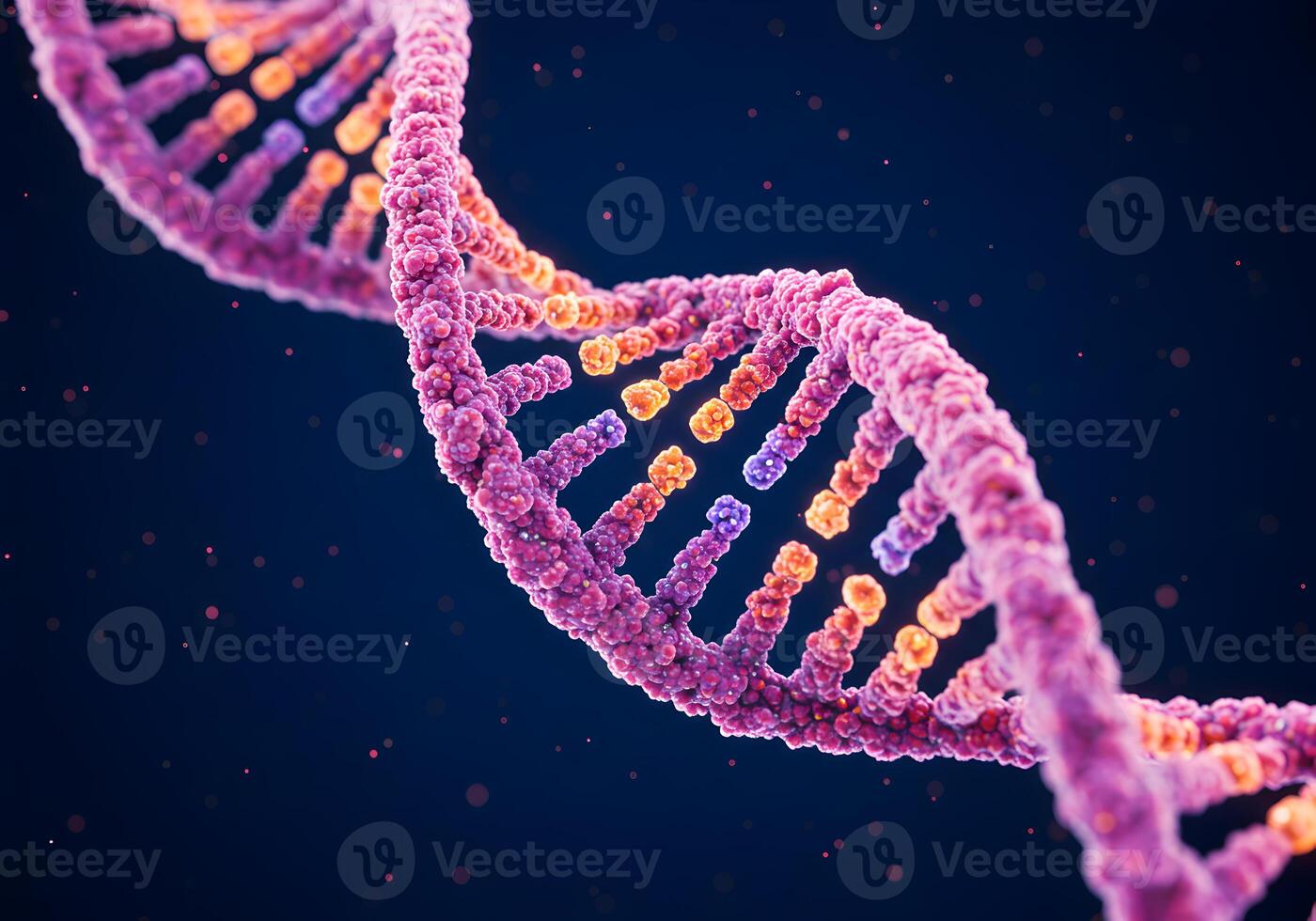 Microscopic View of DNA Double Helix, Genetic Code, Molecular Structure photo