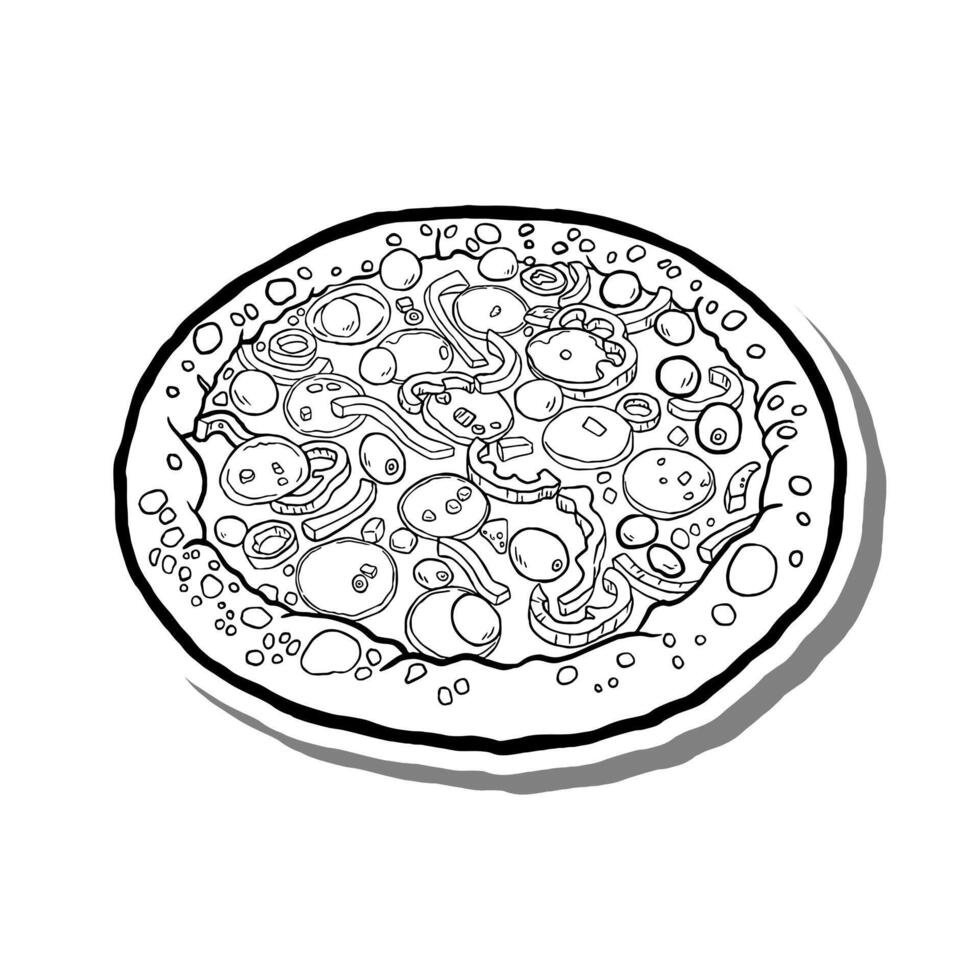 Hand Drawn Pizza Outline. Illustration about Food. vector