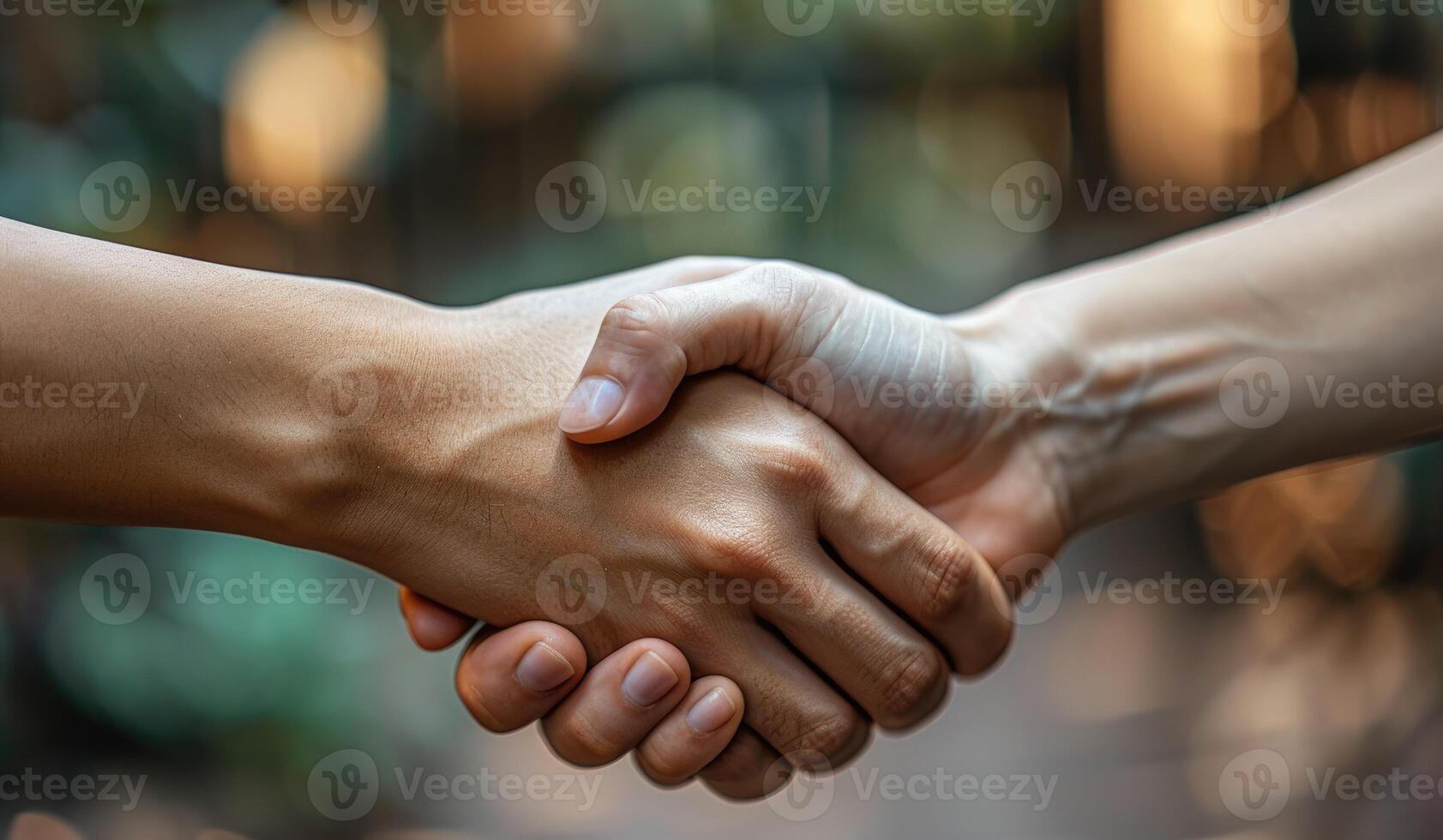 Two hands clasped together showing unity and agreement photo