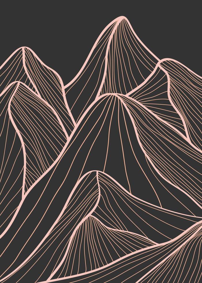 Mountain line arts illustration. Hand drawn style. Abstract mountain contemporary aesthetic backgrounds landscapes. use for print art, poster, cover banner, template vector