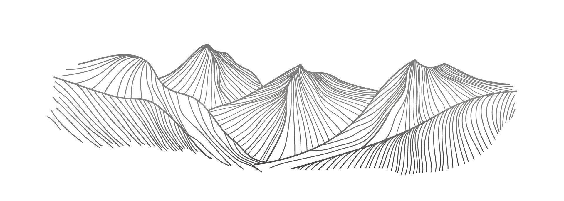 Mountain line arts illustration. Hand drawn style. Abstract mountain contemporary aesthetic backgrounds landscapes. use for print art, poster, cover. vector