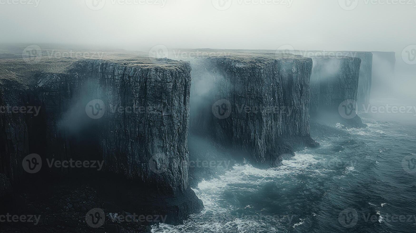 Misty Cliffs Dramatic Ocean Coastal Scene photo