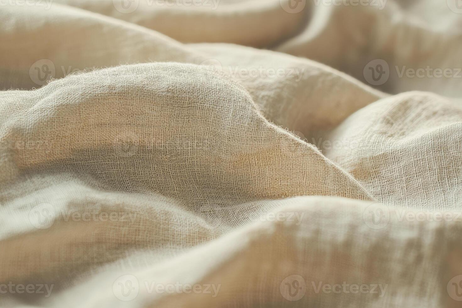 Soft Draped Beige Linen Fabric Texture photo
