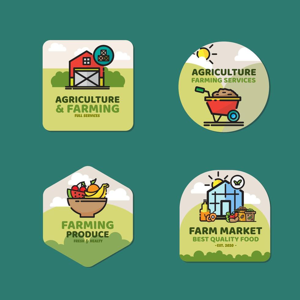 Hand drawn agriculture company labels. Agriculture tag labels. vector